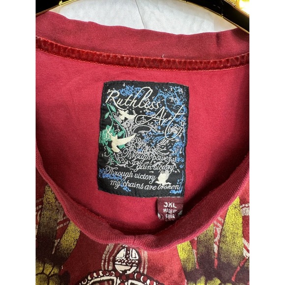 Ruthless Art Vintage Graphic T-shirt Size 3XL Tie Dye Design Red Tattoo Tee Rare - Picture 4 of 8